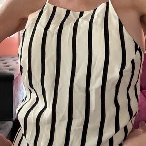 Forever 21 Black and White Striped Jumpsuit